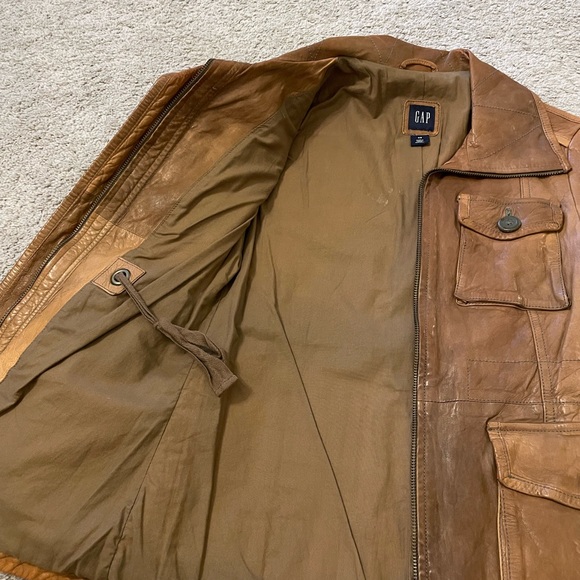 GAP vintage style leather jacket in cognac color - Picture 3 of 9
